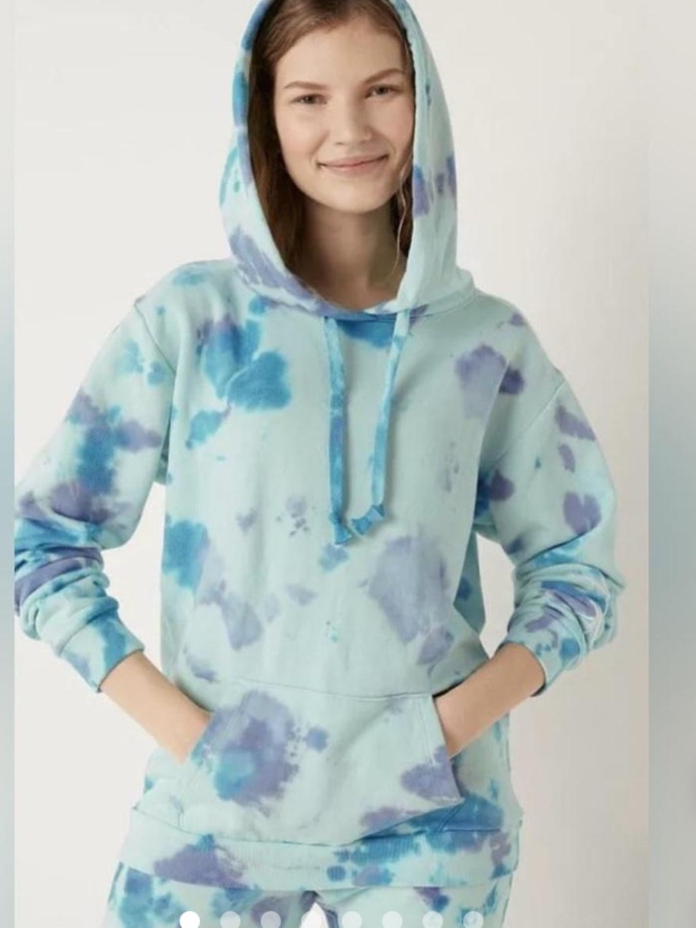 VS Pink Light Blue Tie-Dye Hooded Sweatshirt - Women's Hoodie